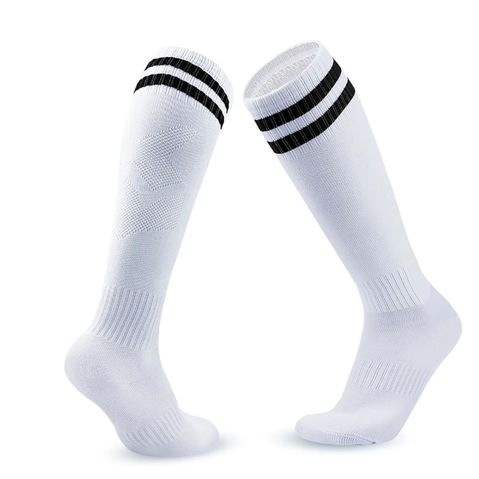 Loogdeel 1 Pair Soccer Socks Stripe Knee High Softball Baseball Team Sports Socks Breathable Football Socks for Kids Adults