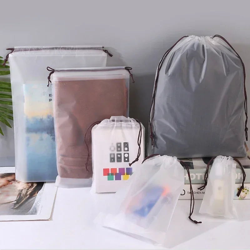 Clear Waterproof Travel Makeup Bag Cosmetic Organizer Drawstring Storage Bag Toiletry Bag