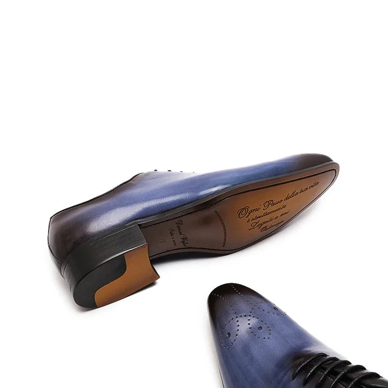Men's Oxford Genuine Leather Wholecut Fashion Pointed Toe Lace-up Formal Business Wedding Dress Shoes