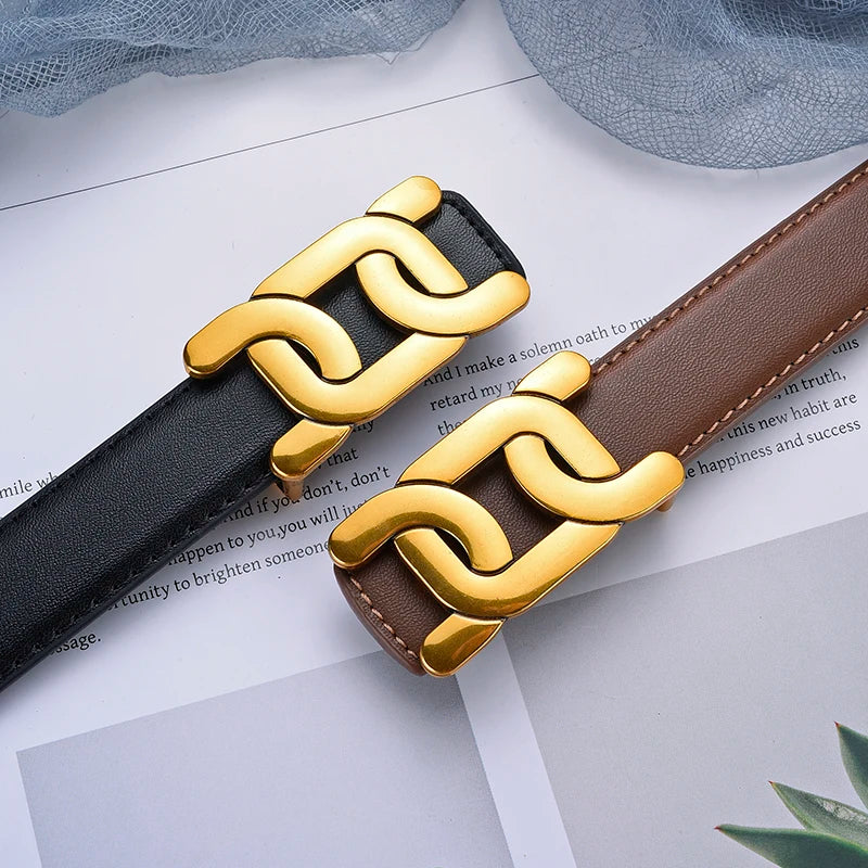 1Pcs Women's Retro Belt Alloy Buckle Fashion Belt Casual Jeans Belt High End Long Skirt Pants Belt