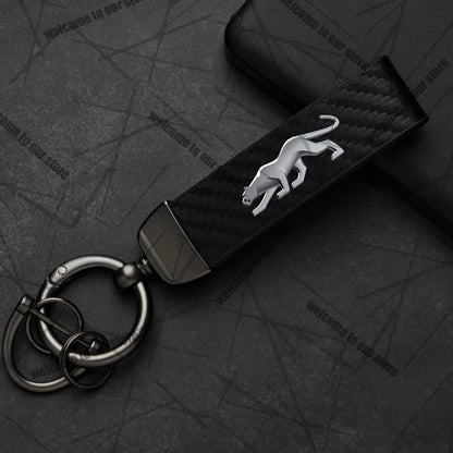 Car Keychain For PUMA ST Cougar Wolf MK3 MK4 MK5 MK6 Logo Carbon Fiber Leather Zinc Alloy Emblem Key Chain Accessories