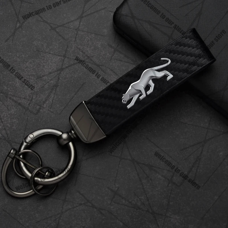 Car Keychain For PUMA ST Cougar Wolf MK3 MK4 MK5 MK6 Logo Carbon Fiber Leather Zinc Alloy Emblem Key Chain Accessories