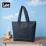 LEE Unisex Utility Canvas Leather Zipper Tote Bag Casual Denim Daily Shopping Handbag Women Men Durable Student School Book Bag