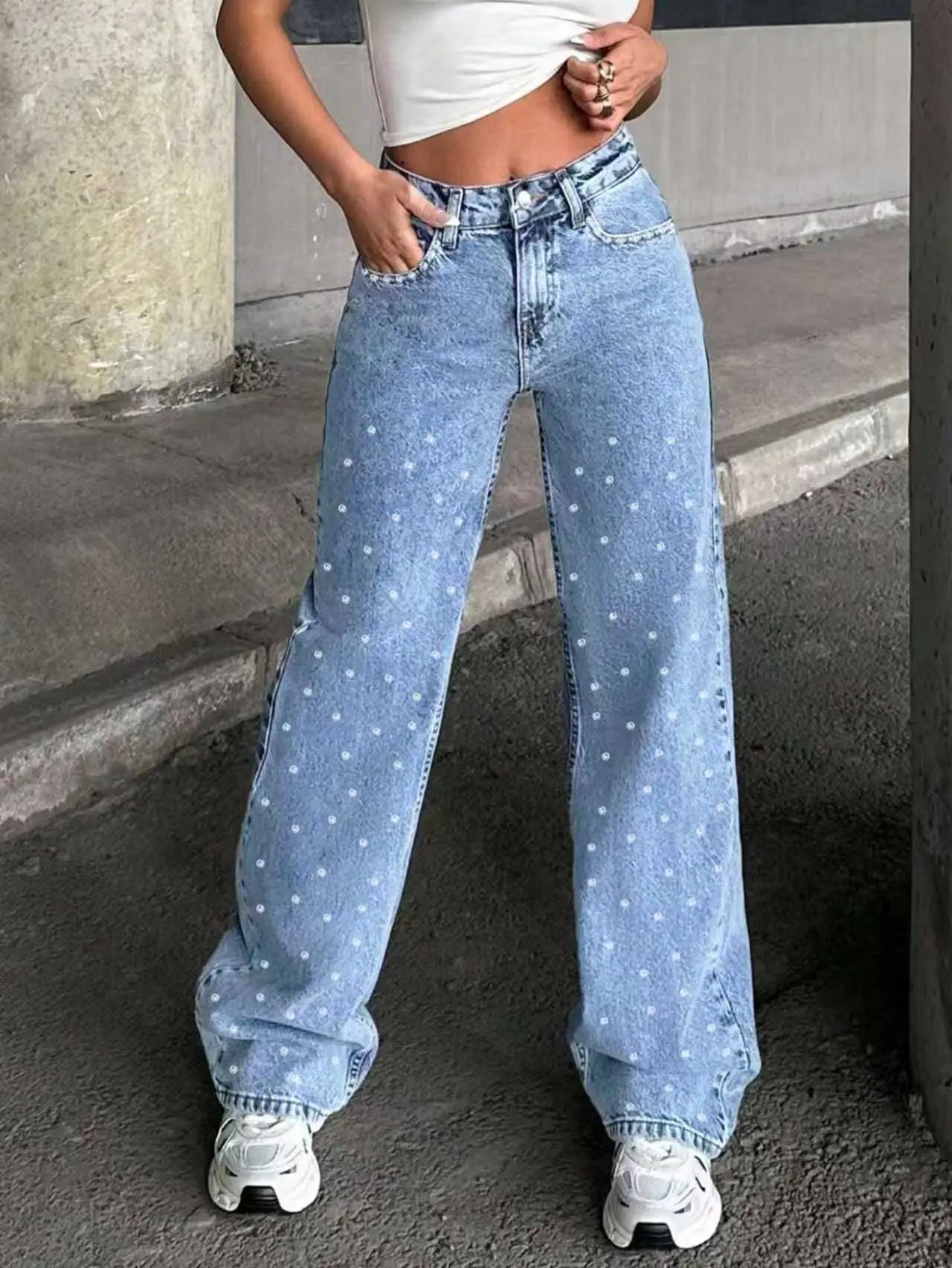 Women's High Waisted Baggy Jeans Denim Pants Y2K Aesthetic Vintage Design Loose Fit Comfortable Female Daily Casual Clothing