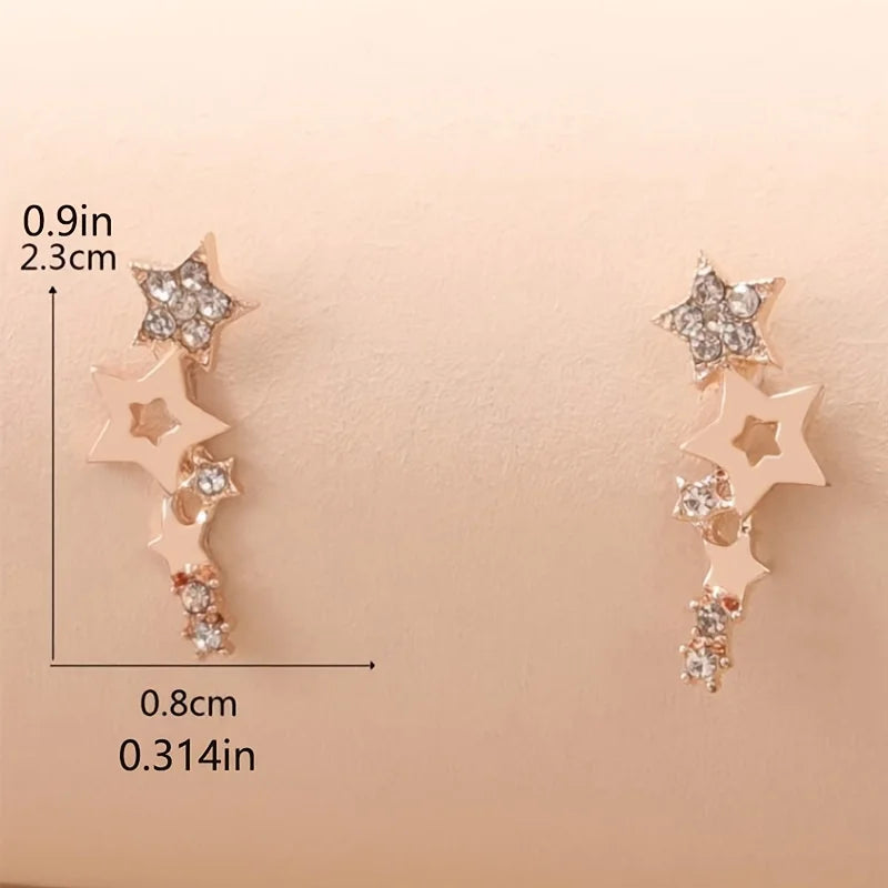 Glamourosos brincos de estrela de strass para mulheres – joias de liga hipoalergênica – uso diário perfeito e presente de casal romântico para
