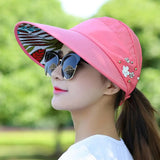 Fashion Women's Ladies Summer Vacation Wide Brim Foldable Sun Hat Anti-UV Beach Visor Caps Casual Hats