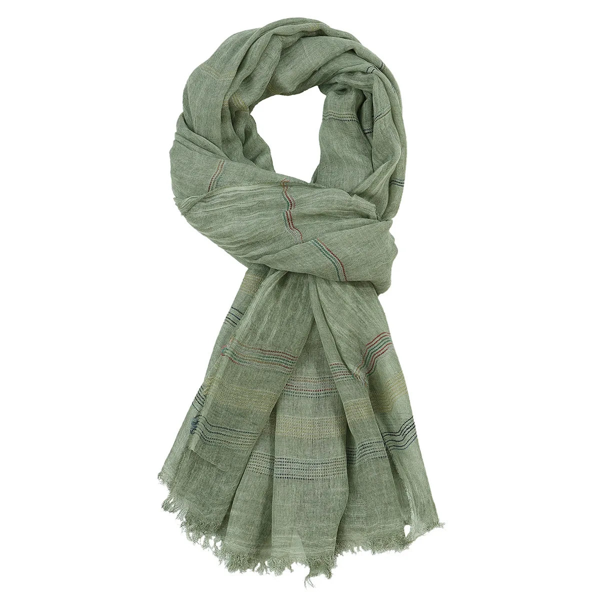 Bufanda de moda para hombre, de algodón y lino, con hilo teñido a rayas, con borlas, chal largo, accesorios para otoño e invierno.