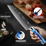 XITUO Juego de cuchillos de cocina de 1 a 8 piezas, mango de resina azul para cuchillo de chef, cuchillo de pelar, cuchillo de deshuesar, cuchillo Santoku, afilado como una navaja