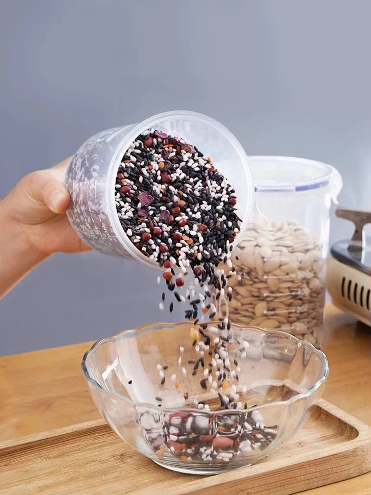 S/M/L/XL Size Transparent Plastic Sealed Food Storage Pots Kitchen Grain Candy Spice Jars Storage Containers For Kitchen