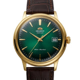 Relógio masculino automático vintage com pulseira de couro caixas dourada