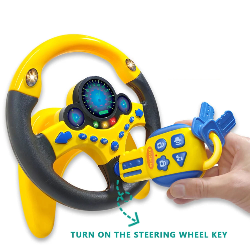 Volante eléctrico portátil tridimensional con simulación de conducción, juguete con luz y sonido, regalo educativo para niños.