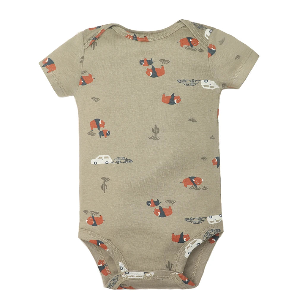 Lote de 5 monos para bebés y niñas, 100 % algodón, de manga corta, para recién nacidos de 6 a 24 meses.