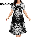 2026 New Floral Graphic Print Women's Dresses Elegant Ladies Summer Dress Casual Retro Plus Size Female Fashion Loose Dress 9XL