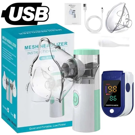 Portable Mesh Nebulizer, Atomizer, Health Care Products, Finger Pulse, Blood Oxygen, Medical Asthma Inhaler, Handheld 