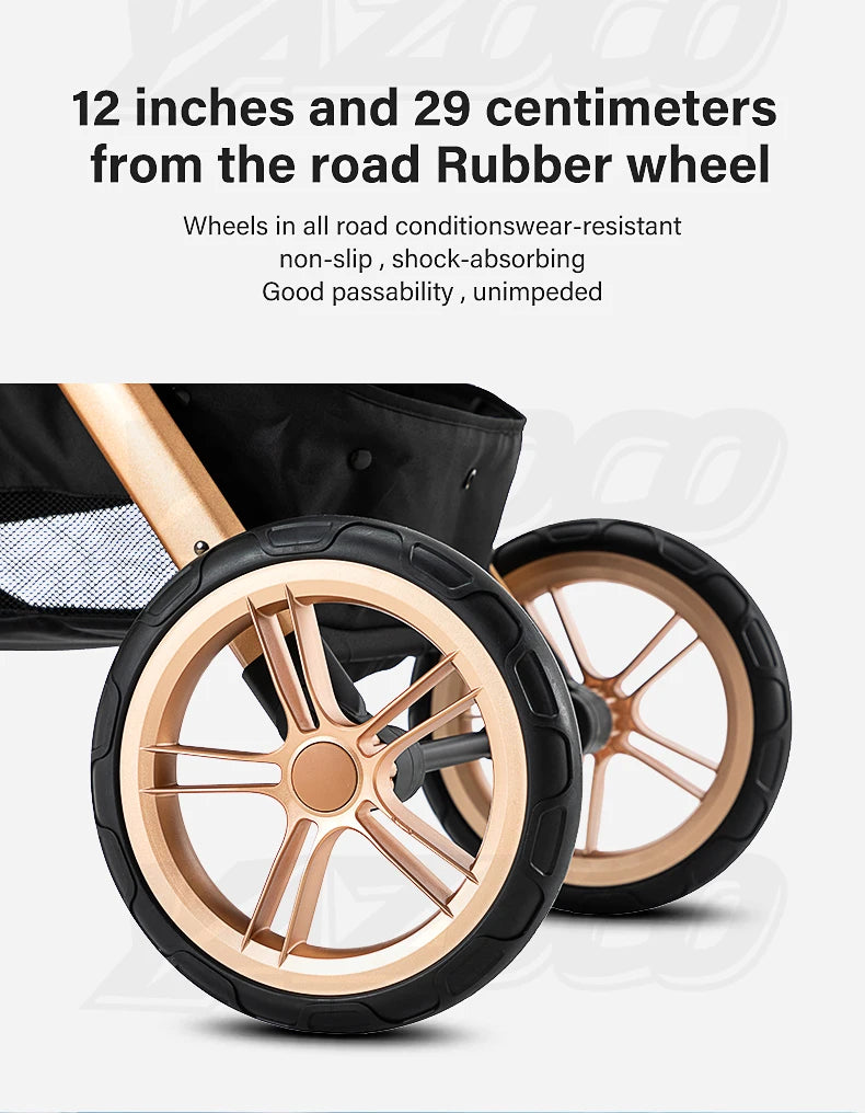 Newest Baby Stroller 3 in 1 Lightweight High Landscape Baby Carriage Aluminum Frame Travel System with Car Seat Pram for Newborn