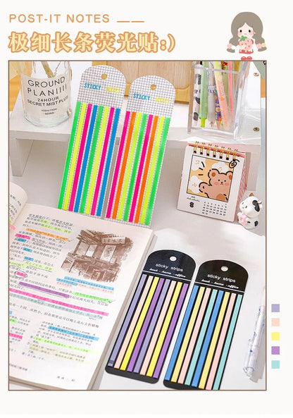 160 unidades de cintas adhesivas transparentes para resaltar, extraíbles, Morandi Neon, notas adhesivas transparentes, útiles escolares y de oficina.