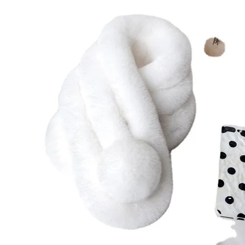 Bufanda de piel de conejo para mujer, cálida y suave, para invierno, informal, para exteriores