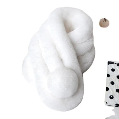 Bufanda de piel de conejo para mujer, cálida y suave, para invierno, informal, para exteriores
