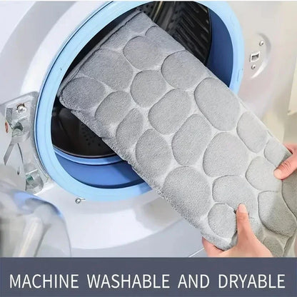 2PC Embossed Stone Pattern Toilet Mat Door Mats Absorb Water Mats Non-slip Carpet Mat, Can Wash Strip Carpet Home Decoration