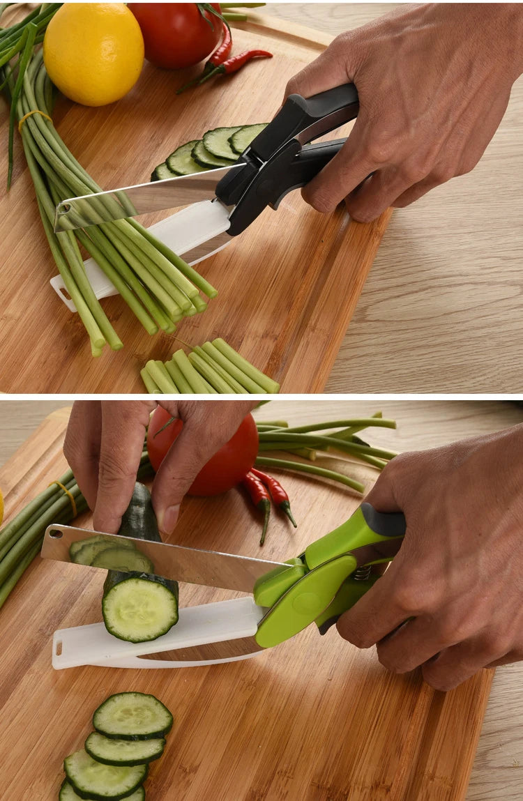 Dobeli Separable Stainless Steel Barbecue Steak Cutting Shear Household Vegetable Scissors 2 In 1 Multi Kitchen Tool Fruit Knife