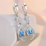 Pendientes CHSHINE de plata de ley 925 con circonitas azules entrelazadas para mujer, regalo de boda, joyería de moda.