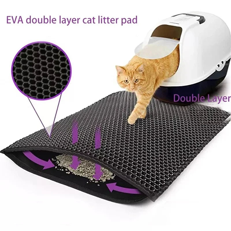 Esterilla de arena para gatos de doble capa, impermeable, antideslizante, lavable, ideal como regalo. 