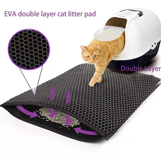 Esterilla de arena para gatos de doble capa, impermeable, antideslizante, lavable, ideal como regalo. 