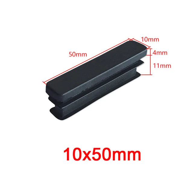 Tapas rectangulares decorativas de plástico negro para patas de muebles, tapones para tubos, tapas antipolvo, 10 x 20 mm, 40 x 80 mm 
