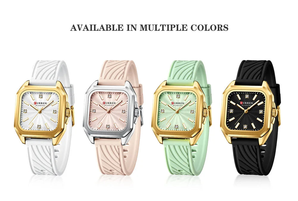Relógio feminino quadrado minimalista pulseira pulseira de silicone casual