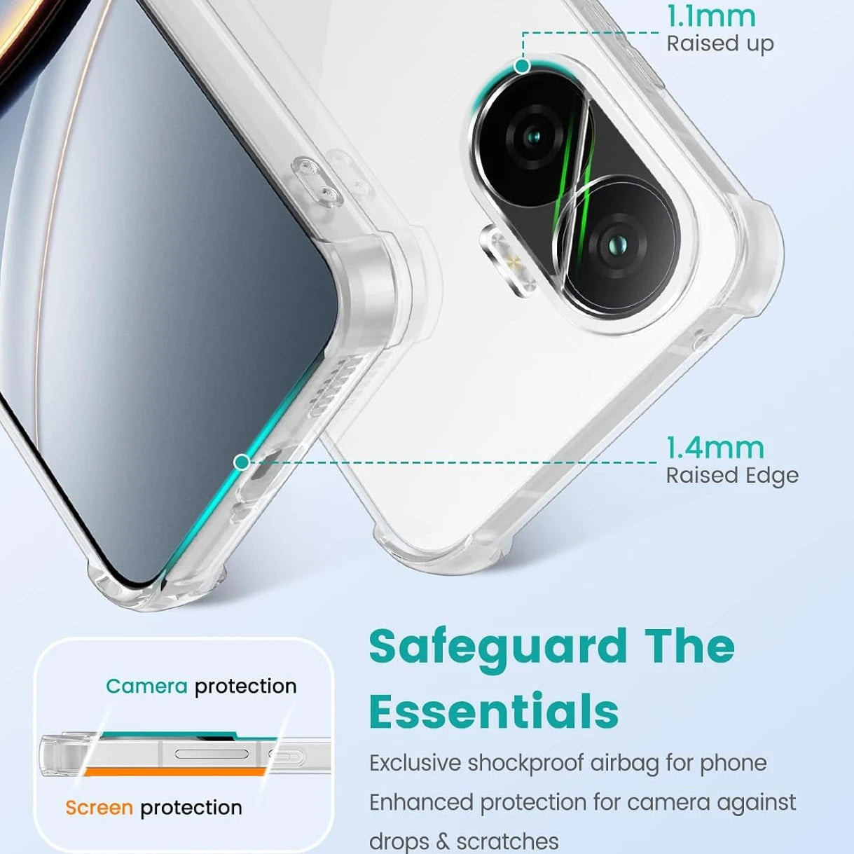 Clear Four-Corners Shockproof TPU Case for Xiaomi Poco F7 5G Protective Cover Transparent Capa Shell Coque Fundas