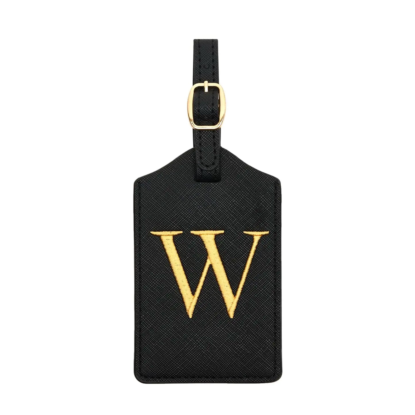 PU Leather Luggage Tag for Travel - Durable Suitcase ID Tag with Privacy Cover & Name Card Slot (A-Z) liu