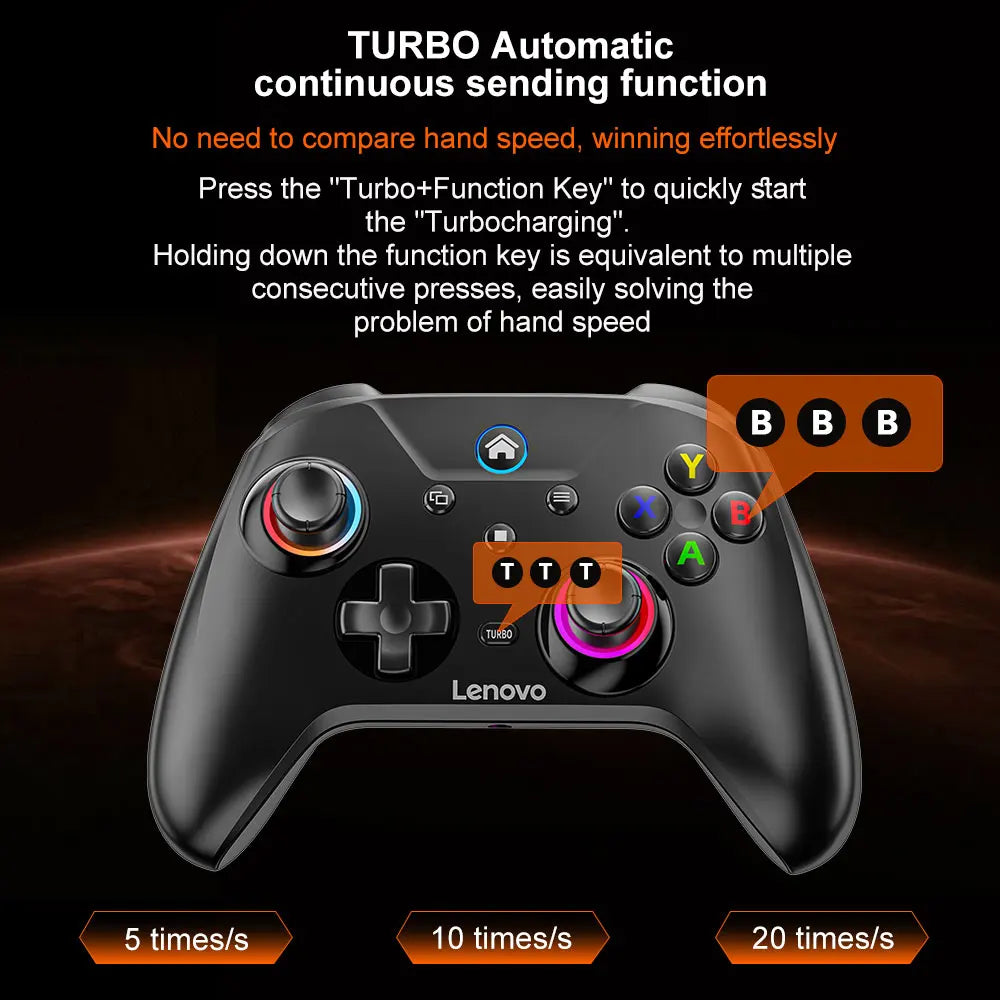Lenovo S02 Wireless Bluetooth Gaming Controller, Dual Hall Trigger Wireless Gamepad, For Switch, PC, Android, IOS, TV