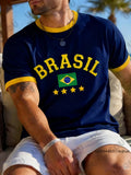 Summer New Brasil National Flag 3D Print T-shirt For Men Outdoor Sports Short-Sleeve Surfing O-neck Tees Casual Kids/Adult Tops