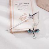 1pc Alloy Sword Dragon Bookmark, Birthday Gift for Book Lovers and Readers, Fantasy Bookworm Silver Gold Gold Pendant