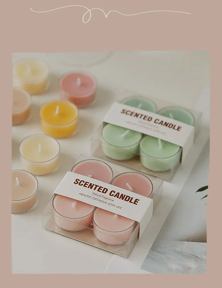 4pcs Handmade Tea Light Scented Candle Aromatherapy Soy Wax Candles Wedding Birthday Candle Party Home Decoration Photo Props