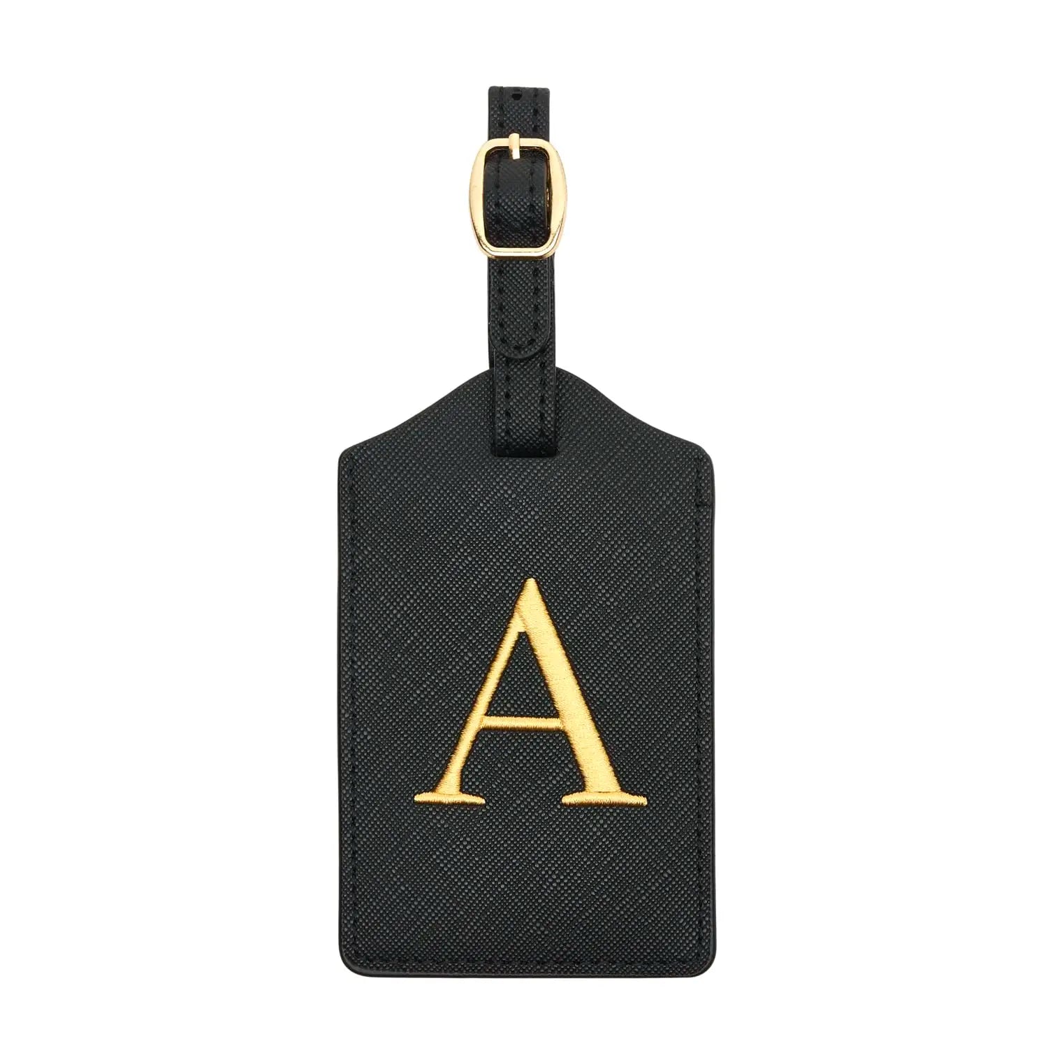 PU Leather Luggage Tag for Travel - Durable Suitcase ID Tag with Privacy Cover & Name Card Slot (A-Z) liu