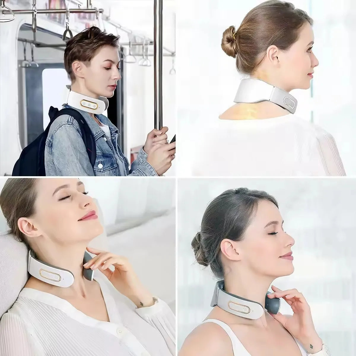 Masajeador eléctrico inteligente para cuello y hombros, masajeador de pulso, amasador, TENS inalámbrico, calor, vértebras cervicales, relajación, alivio del dolor.