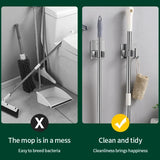 Ganchos multiusos adhesivos para colgar en la pared, estante para fregona, colgador de escoba, organización de cocina y baño, accesorios organizadores para el hogar