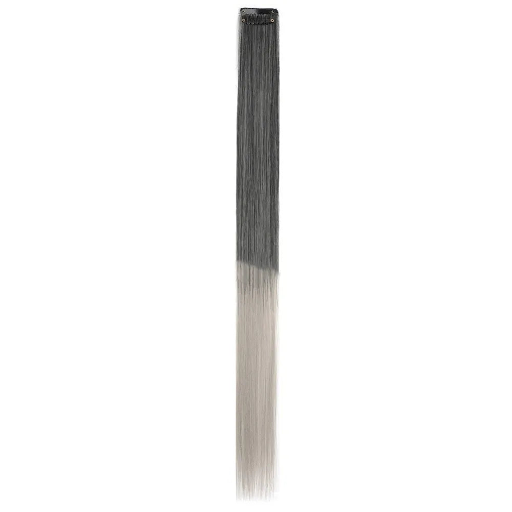 New Stripe Printed Clip-in Hair Extensions Synthetic Straight Hair Highlights Colorful 18 Inch Wig Hairpieces for Girls