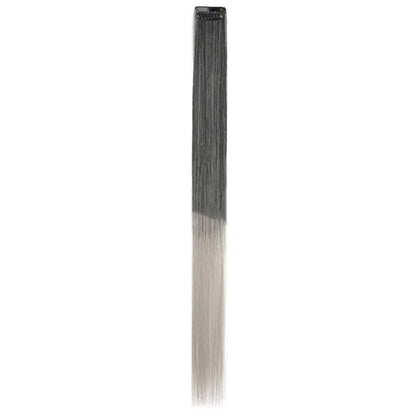 New Stripe Printed Clip in Hair Extensions Synthetic Straight Hair Highlights Colorful 18 Inches Wig Hairpieces Girls
