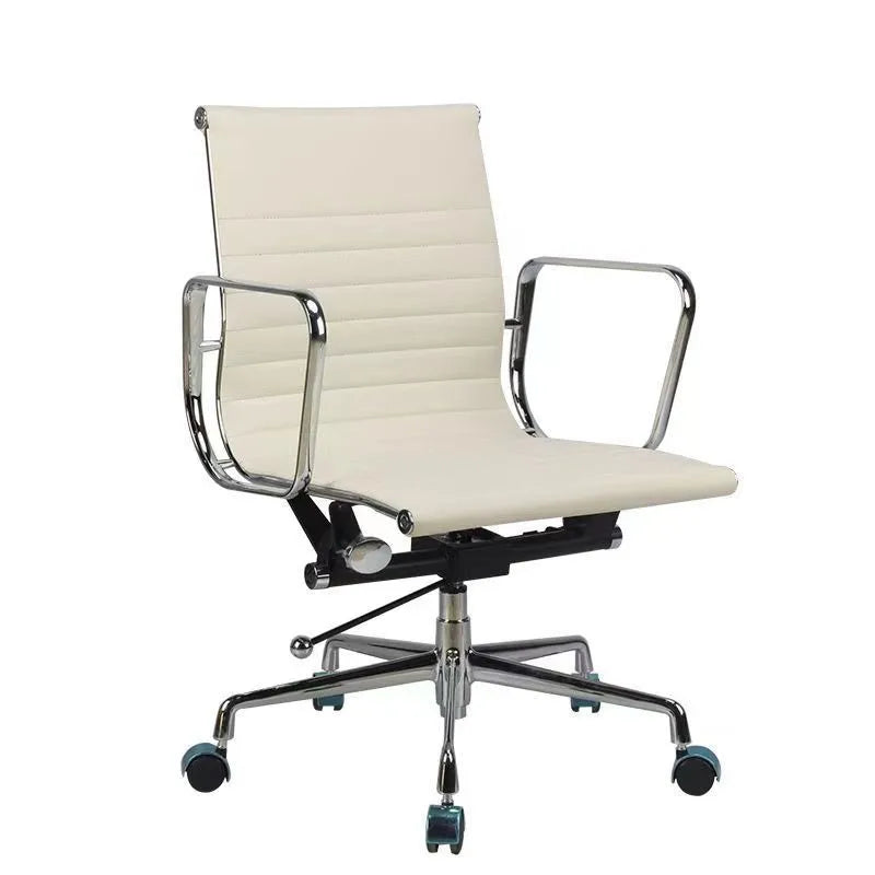 Silla de ordenador cómoda y giratoria de piel de vaca, ergonómica, para sala de conferencias, oficina, salón de ocio, envío directo