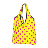 Custom Recycling Classic Black And White Polka Dot Shopping Bag Women Tote Bag Portable Grocery Shopper Bags