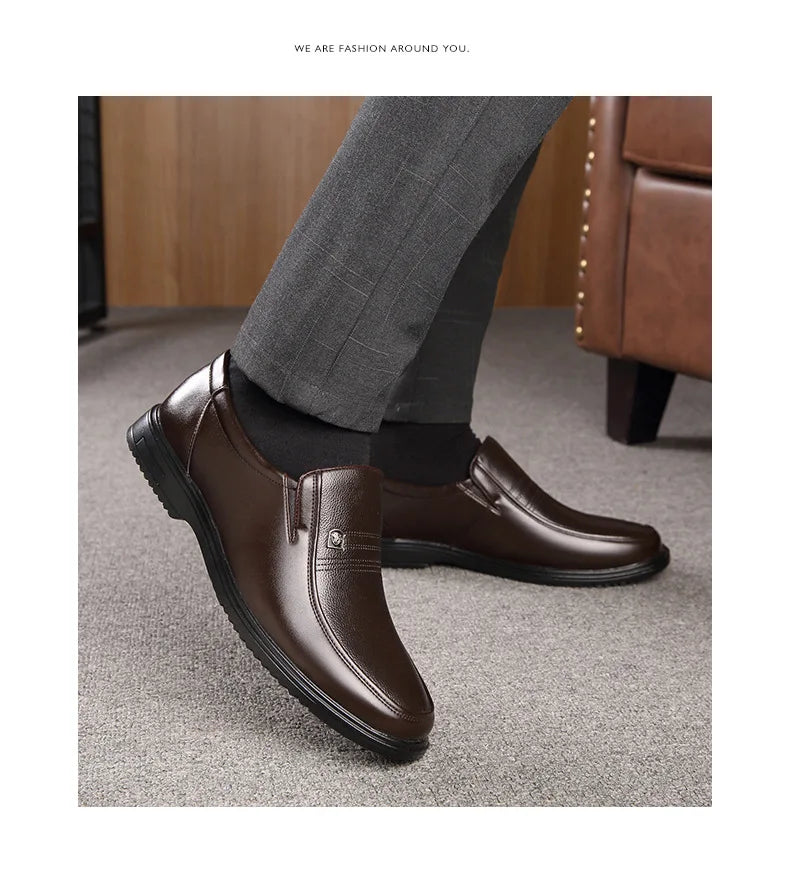 Leather Men Formal Shoes Luxury Brand 2025 Men's Loafers Dress Moccasins Breathable Slip-on Black Driving Shoes Plus Size 38-46