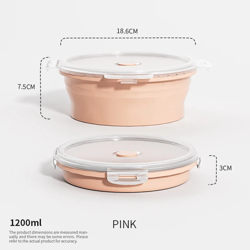 Collapsible Food Storage Containers Silicone Lunch Box with Lid Food Bowls Kitchen Stackable Lunch Box for Pantry Freezer Safe