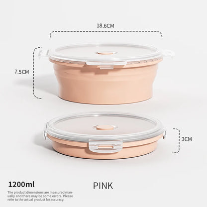 Collapsible Food Storage Containers Silicone Lunch Box with Lid Food Bowls Kitchen Stackable Lunch Box for Pantry Freezer Safe