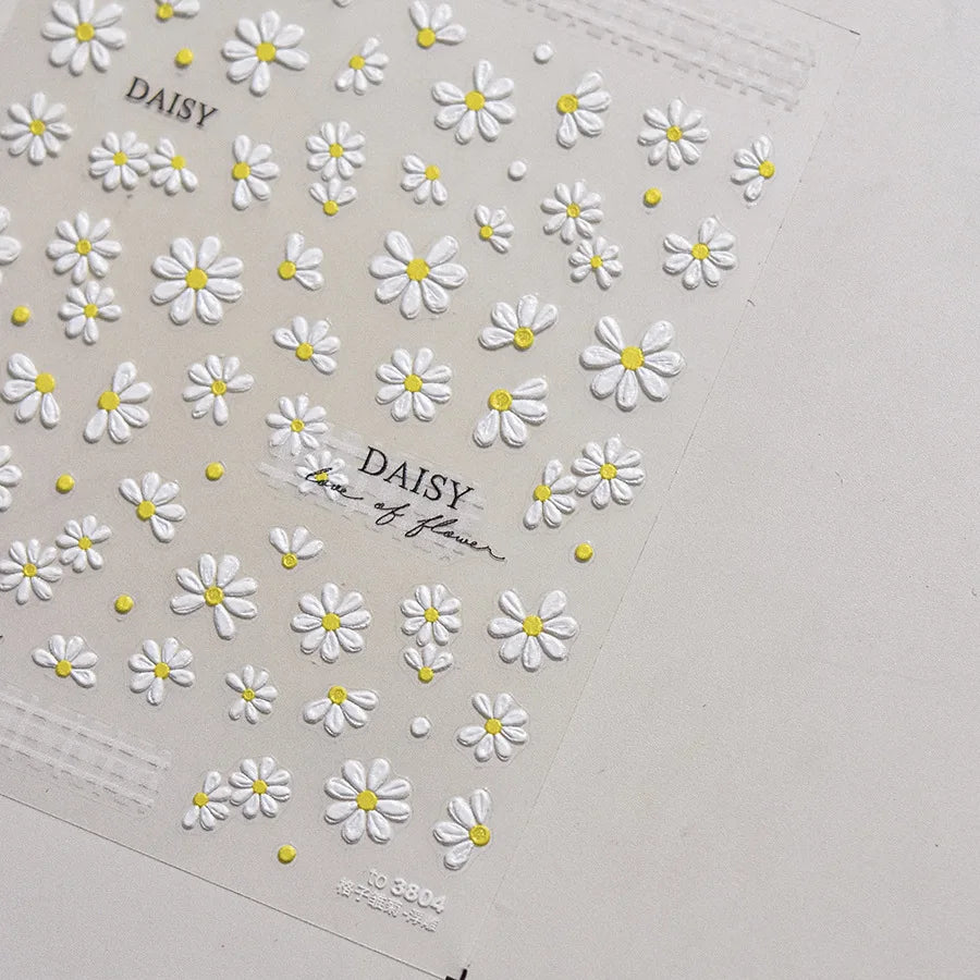 Colorful Sparkling Glass Fragment Spring Wildflowers High Quality Adhesive Flash Nail Stickers Art Decorations Design T-3784