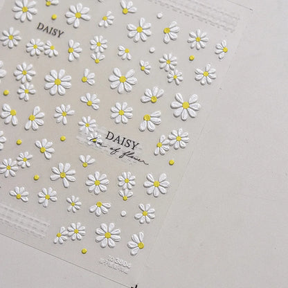 Colorful Sparkling Glass Fragment Spring Wildflowers High Quality Adhesive Flash Nail Stickers Art Decorations Design T-3784