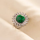 1pc Green Turquoise Ring Hippie Stainless Steel Silver Color Charm Opening Adjustable Ring Women Chunky Bohemian Party Jewelry