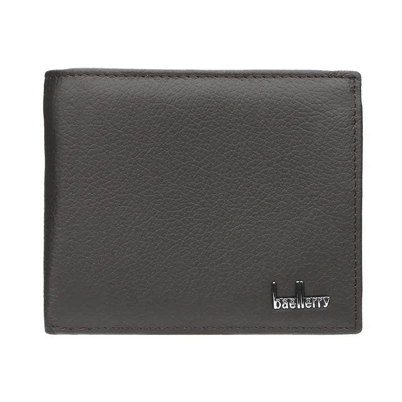 Baellerry Men Genuine Cow Leather Wallet Card Holder Male Purse Short with Coin Pocket Leather Wallets for Men