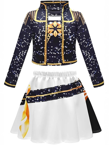 Children Girls Movie Kpop Mira Cosplay Costume Print Demon Hunters Zoey Rumi Cosplay Carnival Show Clothes Kids Girl Huntrix Set